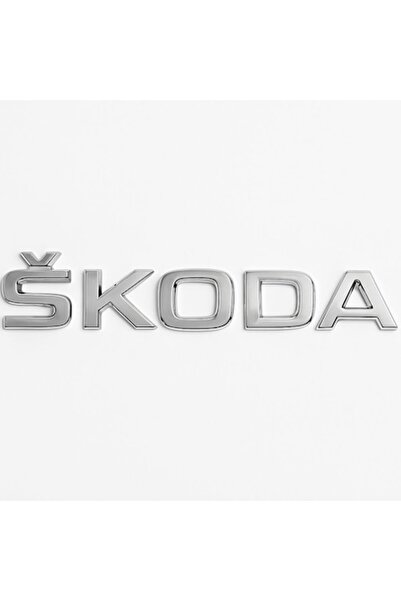 Skoda Car Emblem, Metallic Gray, 14.5 cm, Self-adhesive