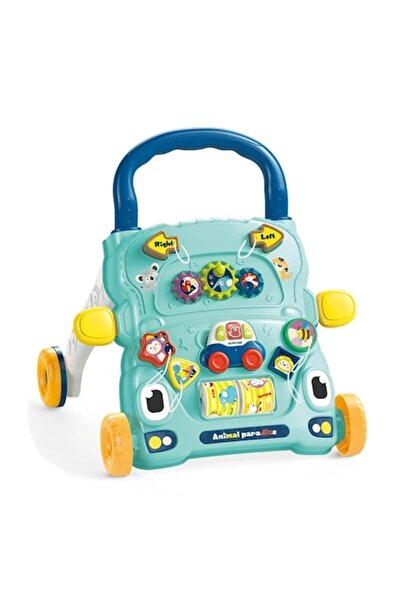OEM Multifunctional 2-in-1 Baby Walker with Interactive Activities, Detachable Musical Car, Turquoise