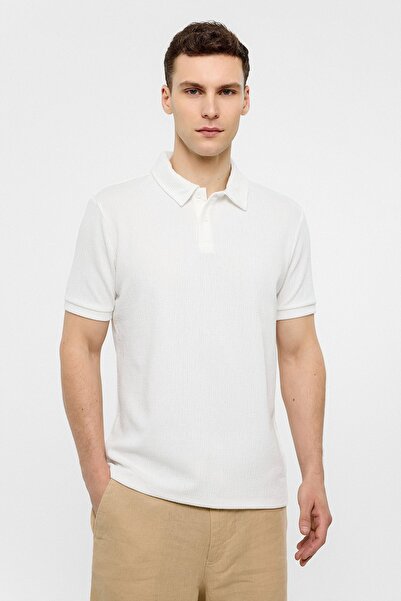 Back And Bond White Polo Neck Regular Fit T-Shirt