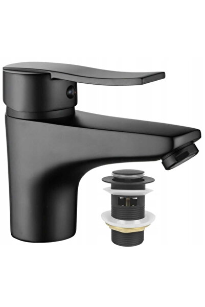 Other Bateria czarna umywalkowa stojąca jednouchwytowa z korkiem click-klak