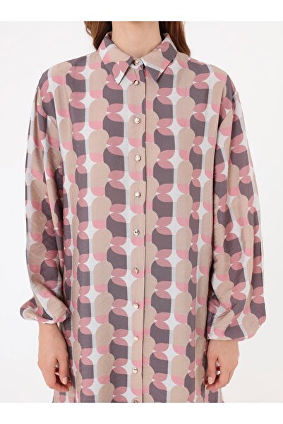 Refka Abstract Patterned Balloon Sleeve Long Tunic - Patterned -