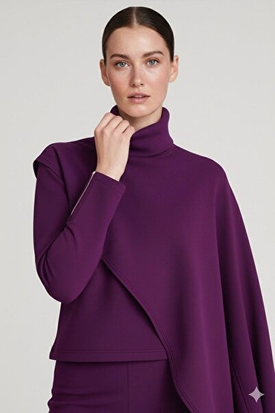 Elbikom Pelerin detaylı bluz premium kumaş