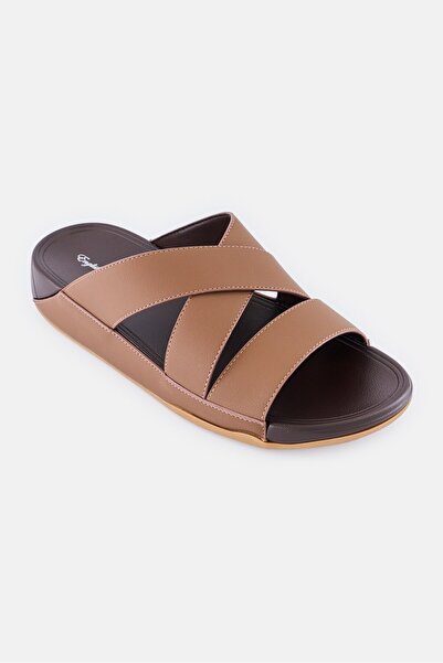 English Laundry Men Slip On Crisscross Arabic Sandals, Light Brown