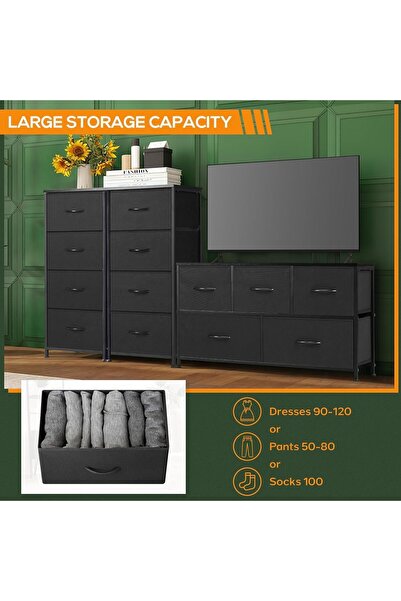 Gogoya 4-Drawer Fabric Dresser Storage Tower (Black)