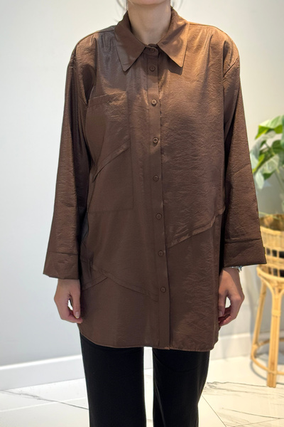 Ceremony Τονίκ με μακριά τσέπη με κουμπιά μπροστά 6148 Καφέ