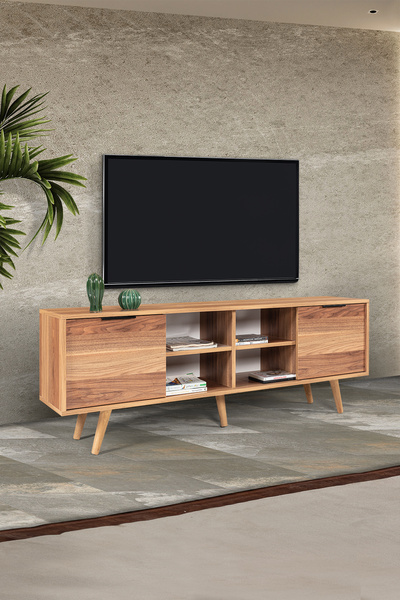 Evmo Home 3620 Sina TV Ünitesi 160 Cm ( AHŞAP AYAKLI , METAL KULPLU ) Söğüt , Tv Sehpası