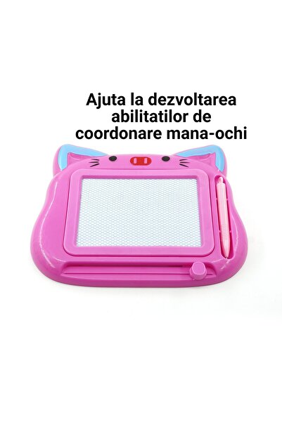 dalip Magnetic Drawing and Writing Board - Cat Model, with Stylus, 23.2x18.5 cm, Fuchsia