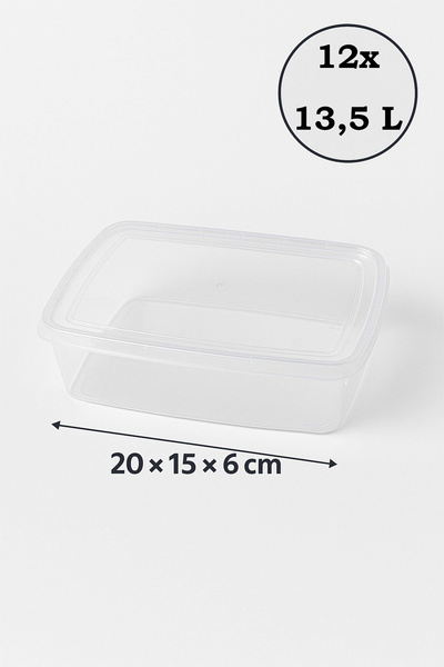 LİRAZON 12Pcs Transparent Storage Container with Lid Deep Freezer-Microwave Safe Food Storage Container