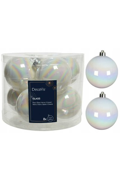 Other Set de 8 globuri de Crăciun din sticlă albă, 7 cm