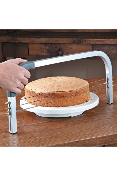 007 Bonviee Adjustable Professional Cake Leveler, 3 Stainless Steel Blades, 18 inch, Gray