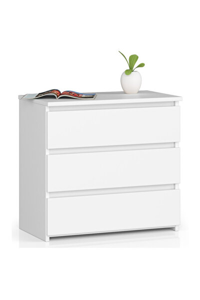 SERSIMO Bedside table with 3 drawers, laminated chipboard, 60x35x57 cm, matt ...