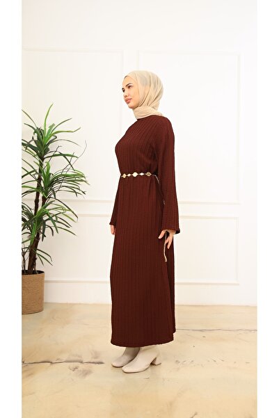 ARJİN MODA Hijab Knitted Sweater Dress - with Belt Gift