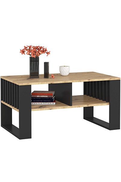 SERSIMO Masă de cafea ROCKFORD, cu blat din PAL, 92x53x45 cm, stejar artizana...