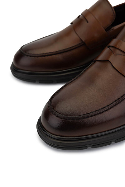 Tamer Tanca Men's Genuine Leather Tan Loafer Shoes