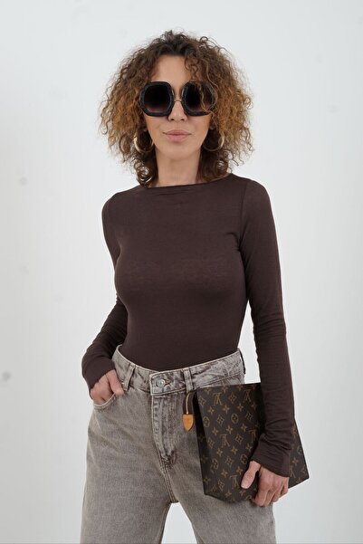 Zelish My Sister Кафе блуза с модална кашмир и лодка деколте