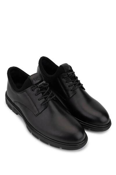 Tamer Tanca Men's Genuine Leather Black Casual Shoes