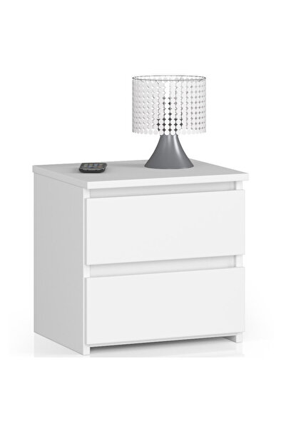 SERSIMO Noptieră cu 2 sertare, PAL laminat, 40x35x40 cm, alb mat