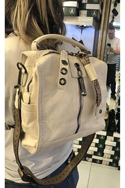 Guja 25Yg536 Women's Leather Functional Backpack and Shoulder Bag