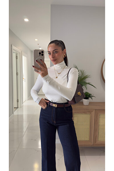 BİRCANÇİL Gunwi Light Ecru High Neck Long Sleeve Blouse