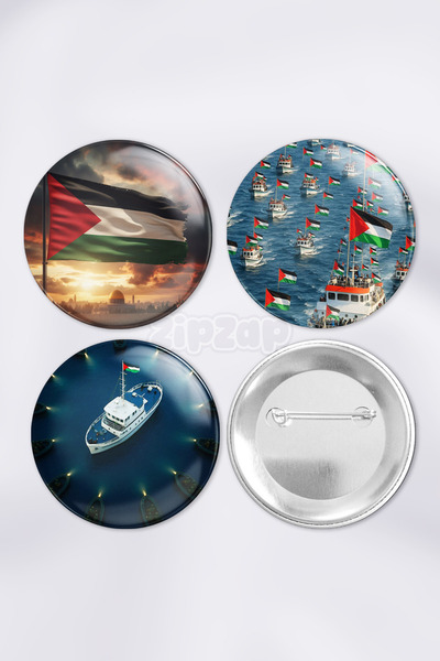 ZipZap مجموعة زينة حقائب فلسطينية من غزة مع دبابيس وأزرار (3 قطع)