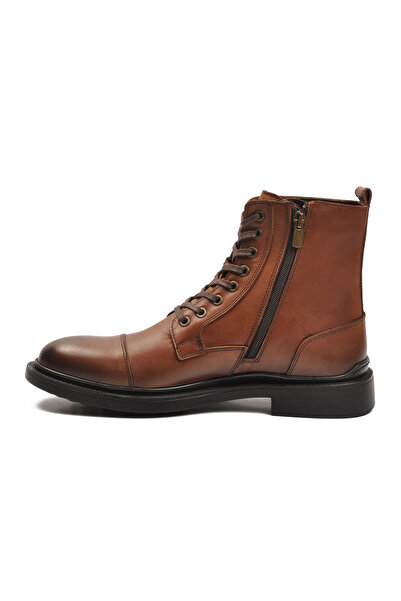 Aspor Tan Genuine Leather Fleece Lined Zippered Men's Classic Boots