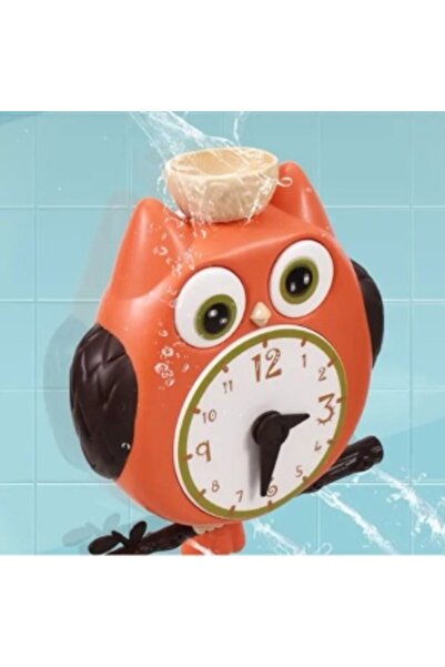CREATIVE Bath Toy Owl with Clock, for children 2 years+, with suction cups, plastic, 18.5 x 25 x 7 cm, orange