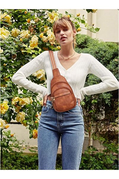 BOSTANTEN Leather Sling Bag For Women Small Crossbody Fanny Pack Shoulder Chest Bag