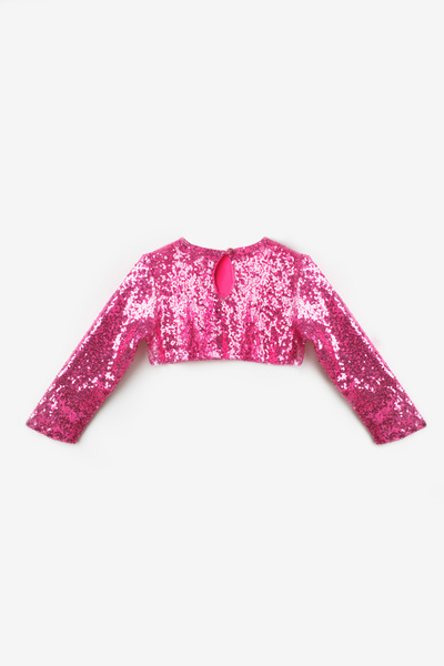 Le Mabelle Фуша довгий рукав з паєтками дівчача коротка блузка