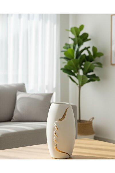 Generic A shiny gold rose vase - a sophisticated decorative piece that fits any space. Comes without the roses.