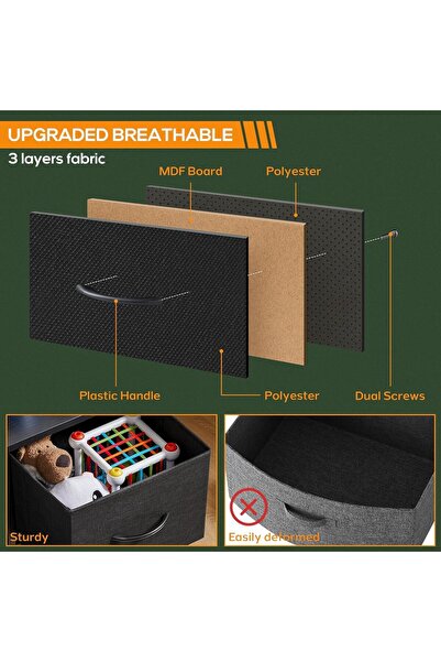 Gogoya 4-Drawer Fabric Dresser Storage Tower (Black)