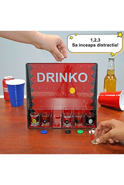Flippy Flippy Gravity Drinking Game, Interactive, 6 Players, Shot Glasses, 25.5x6.7x27.5 Cm, ​​Red,+18 Years