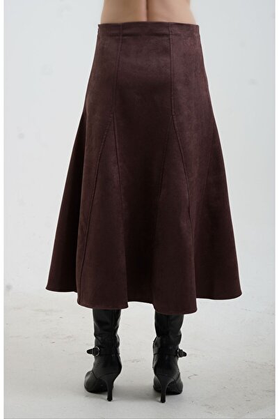 Zelish My Sister Fusta maro din piele artificială