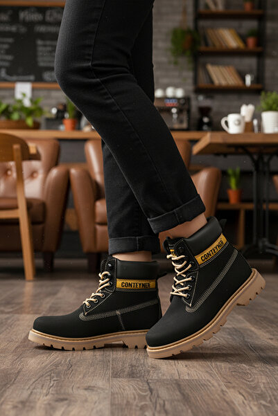 CONTEYNER Black Unisex Worker Boots