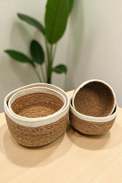 Digithome 4-Piece Natural Round Organizer Basket - Pnl-Ph35 S/4