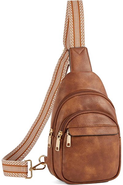 BOSTANTEN Leather Sling Bag For Women Small Crossbody Fanny Pack Shoulder Chest Bag