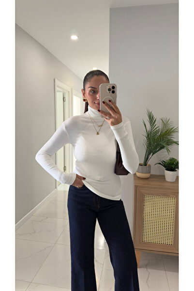 BİRCANÇİL Gunwi Light Ecru High Neck Long Sleeve Blouse