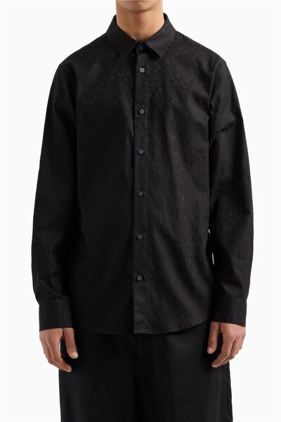 Armani Exchange Men's Long Sleeve Regular Shirt Black Xm 000431   Af13131-Fc041