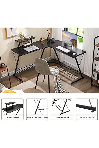 Venpara L Shaped Gaming Table, Large Computer Desk, Office Desk with Anti Scratch Waterproof Surface