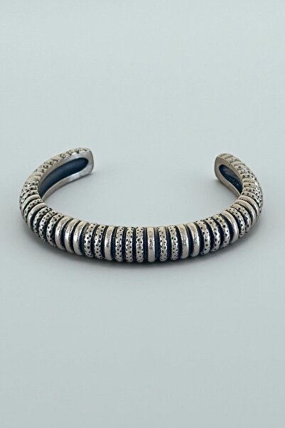TAKIŞTIR Silver Color Men's Steel Handcuff Bracelet