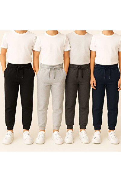 NETTENSTORE ÇOCUK ALT EŞOFMAN CEPLI BAGCIKLI 4ADET FARKLI RENKLİ ŞEKİLDE MEVSİMLİK