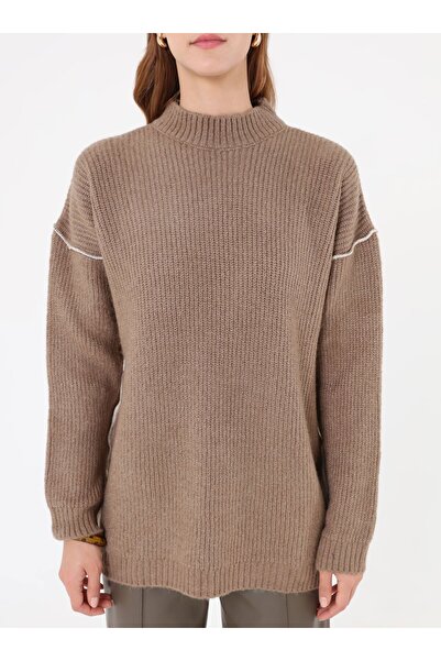 Benin Crew Neck Long Sweatshirt - Knitwear Sweater - Mink -