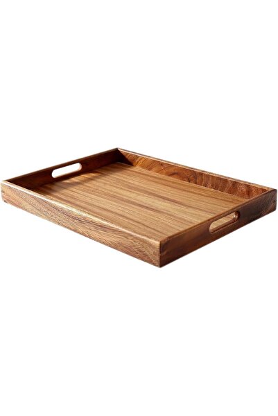 007 صينية تقديم من خشب الجوز بمقابض من موكومي (15.7 بوصة) - صينية مستطيلة للق...