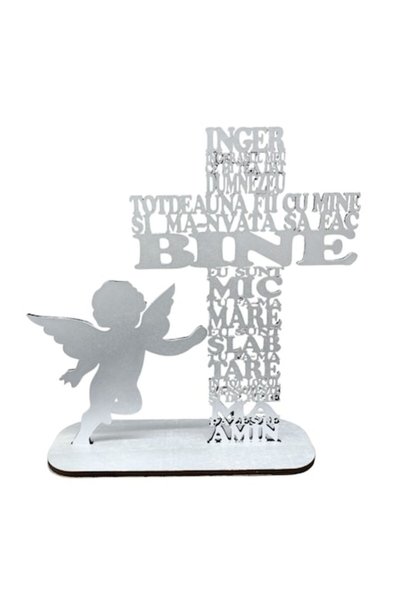 T&M Personalizare Cruce din lemn cu rugăciune „Înger, îngerașul meu”, HDF 4mm...