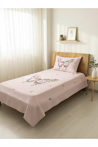 milroma Pink Butterfly and Flower Patterned Children's Pique