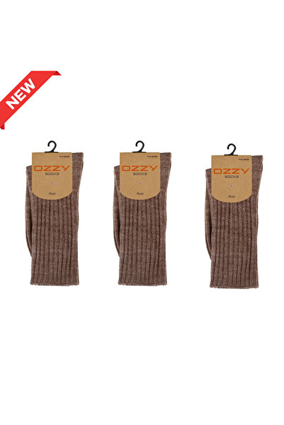 Ozzy Socks Комплект от 3 чифта дамски вълнени зимни чорапи за сън, меки на допир, в кафяв цвят, запазващи топлината