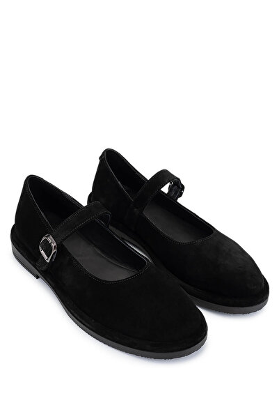 Tamer Tanca Women's Genuine Leather Black Suede Casual Shoes