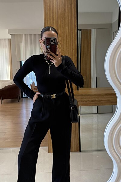 Gizem Ecemiş Lucid Siyah Palazzo İç Göstermeyen Pantolon