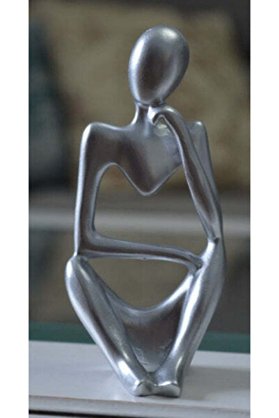 OEM Decorative statuette, thinking figure, resin, silver, 13 x 6 x 6 cm
