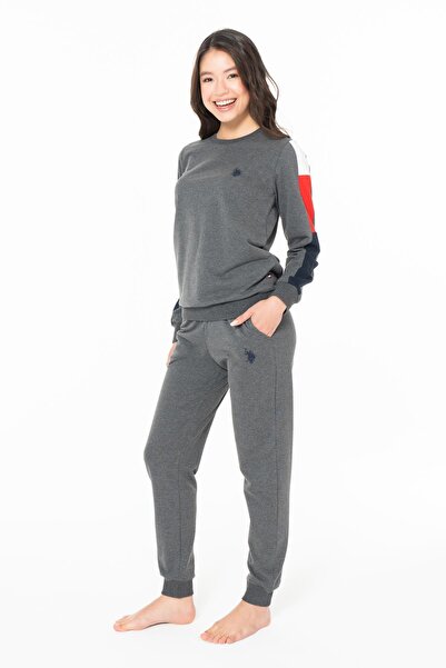 U.S. Polo Assn. Women's 2 Thread Woven Winter Long Johns Slim Fit Home Wear Pajama Set,