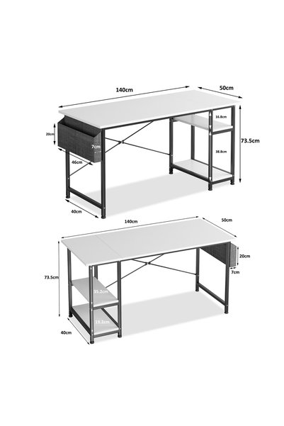 Venpara Computer Desk, Office Desk with Removable Shelf, Storage Bag, PC Tower Stand, Study Table